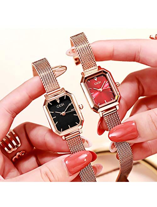 RORIOS Women Watches Analogue Quartz Watch Casual Watch for Girls Square Dial Minimalism Stainless Steel Mesh Strap Fashion Ladies Wristwatches