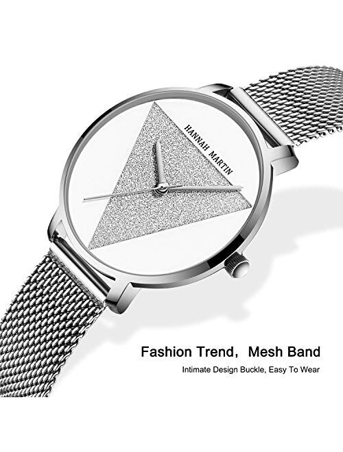 RORIOS Women Watch Analogue Quartz Watches Minimalism Simple Girl Watch Stainless Steel Mesh Strap Stylish Ladies Wristwatches