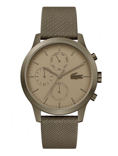 Lacoste Men's Chronograph 12.12 Khaki Leather Strap Watch 42mm
