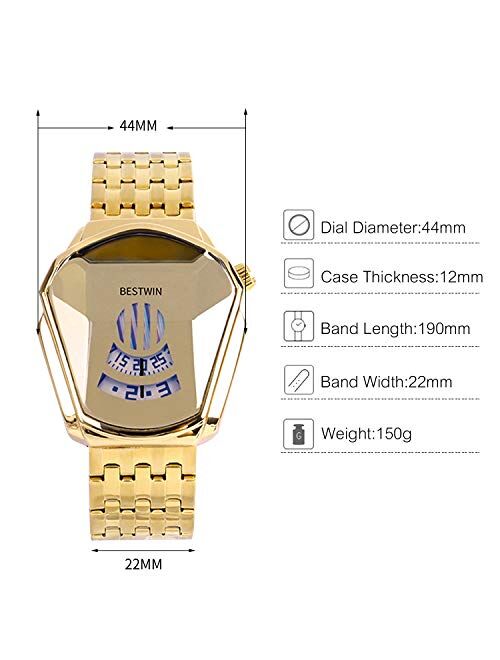 RORIOS Men's Watches Analog Quartz Watch Cool Creative Wristwatch with Stainless Steel Brecelet Fashion Sport Watch for Men