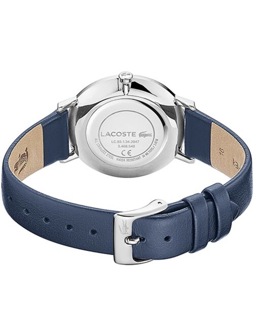 Lacoste Women's Moon Navy Blue Leather Strap Analog Watch 35mm