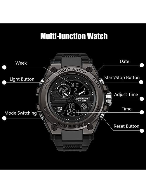 RORIOS Mens Sports Watches Waterproof Digital Watch with Alarm Timer Multifunction Luminous Wristwatches for Boy Men Electronic Men's Watches