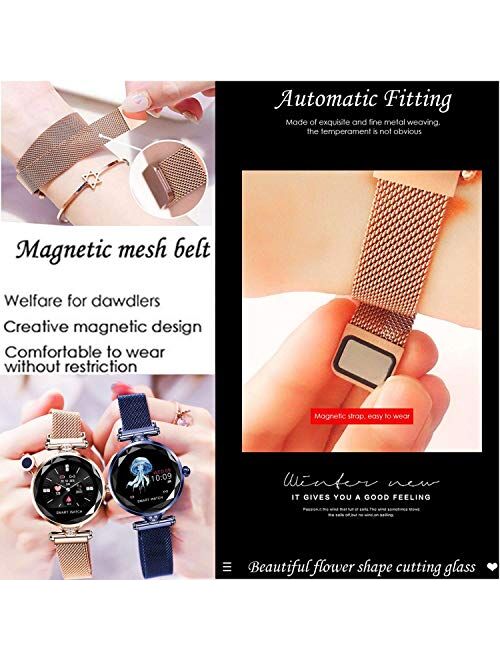 Female Smart Watch Bracelet,Fitness Tracker,Pedometer,Sleep Heart Rate Blood Pressure Monitor Clock Step Calories Distance Smartwatch for Women Compatible for Iphone Andr