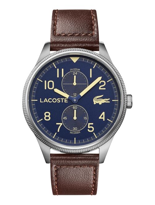 Lacoste Men's Continental Brown Leather Strap Watch 44mm