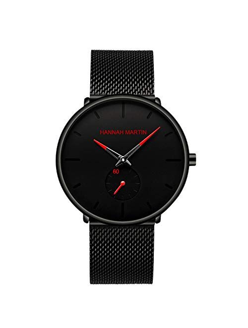 RORIOS Business Men Minimalist Watch Sport Watch Quartz Analog Watches Stainless Steel Mesh Strap Waterproof Ultra Thin Wrist Watches