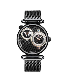 Business Men Sport Watch Date Calendar Stainless Steel Mesh Strap Waterproof Wrist Watch