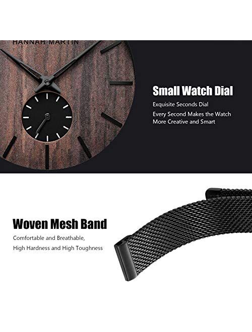 RORIOS Men Watches Analog Quartz Watch Minimalist Ultra Thin Wrist Watch with Black Stainless Steel Mesh Band Fashion Dress Watch for Men