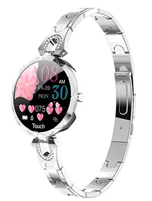 Smart Watch for Women Heart Rate Monitor Blood Pressure Watch Step Calorie Counter Sleep Tracker Pedometer Fitness Tracker Luxury Rose Gold Ladies Smart Watches for Andro
