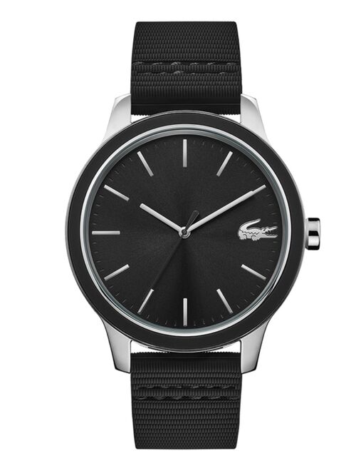 Men's Lacoste 12.12 Black Silicone Strap Watch 44mm