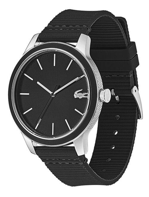 Men's Lacoste 12.12 Black Silicone Strap Watch 44mm
