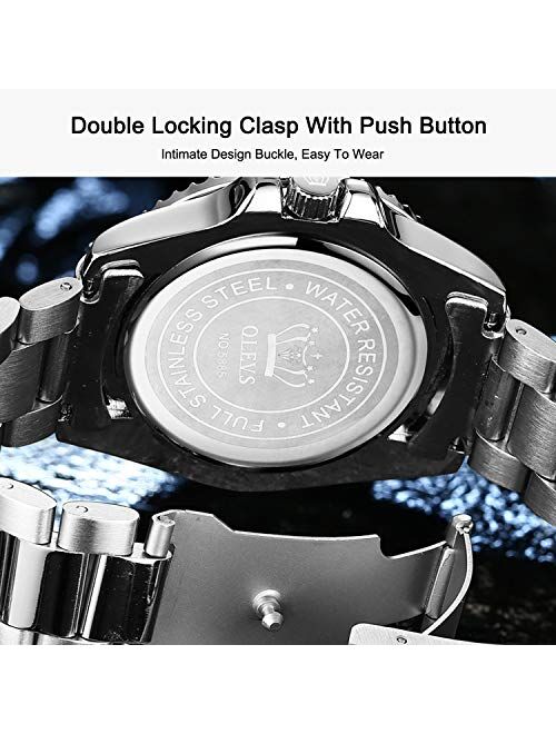 RORIOS Stylish Men Watch Luminous Analog Quartz Watches Stainless Steel Band Boys Wrist Watch Multifunction Dial Men's Watches