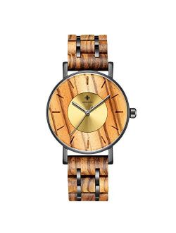 Men Wood Watches Handmade Analog Quartz Watches Lightweight Natural Wrist Watch Wooden Wristwatches for Men