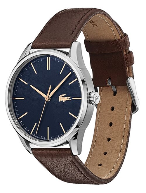 Lacoste Men's Vienna Brown Leather Strap Analog Watch 42mm