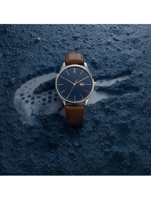Lacoste Men's Vienna Brown Leather Strap Analog Watch 42mm
