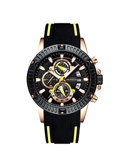 Luxury Business Men Watches Rubber Strap Calendar Luminous Stopwatch Multifunctions Wrist Watch