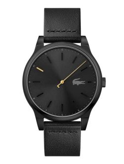 Men's Kyoto Black Leather Strap Analog Watch 43mm