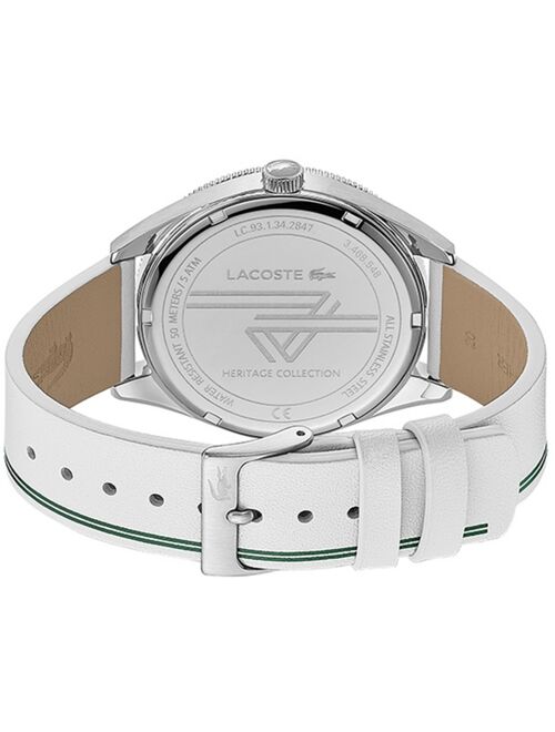 Lacoste Men's Heritage White Leather Strap Watch 42mm