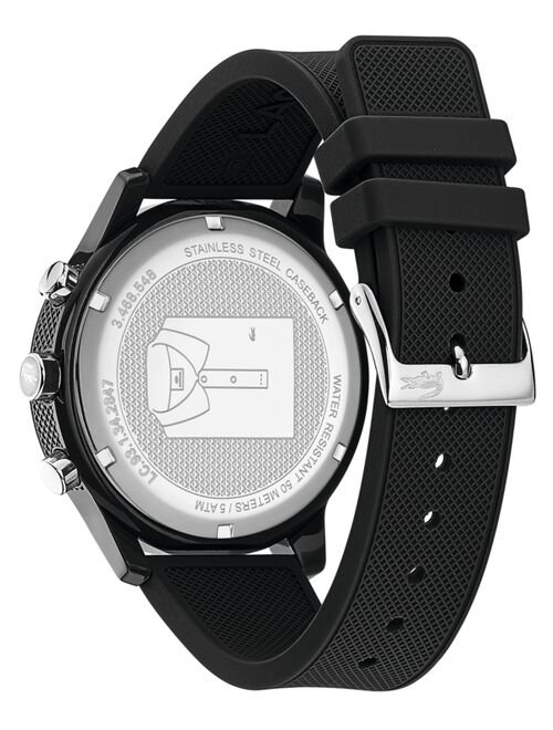 Lacoste Men's Chronograph 12.12 Black Silicone Strap Watch 44mm