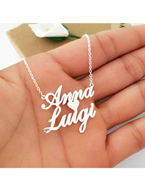 EVER2000 Custom Name Necklace, 18K Gold Plated Nameplate Personalized Jewelry Gift for Women