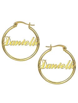 Huge Gold Hoop Earrings Custom Name Earrings Personalized Big Hoop Initial Earrings with Any Name Earrings Jewelry Gift for Women Girls