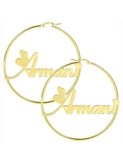 Huge Gold Hoop Earrings Custom Name Earrings Personalized Big Hoop Initial Earrings with Any Name Earrings Jewelry Gift for Women Girls
