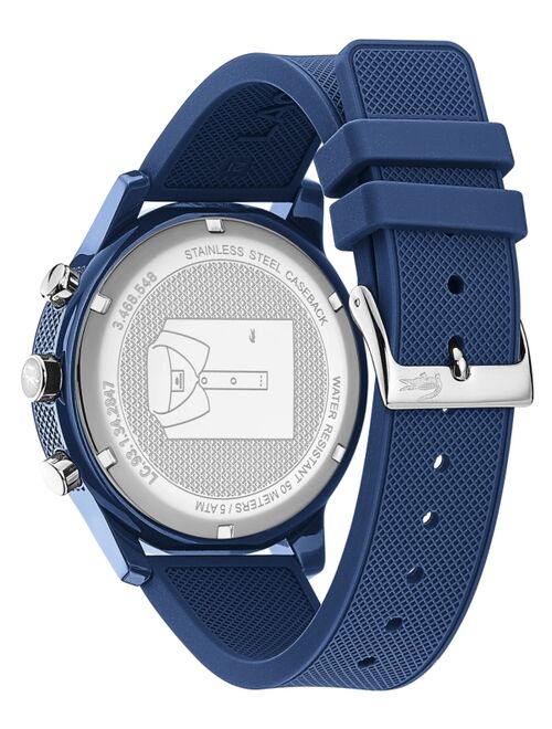 Lacoste Men's Chronograph 12.12 Blue Silicone Strap Watch 44mm