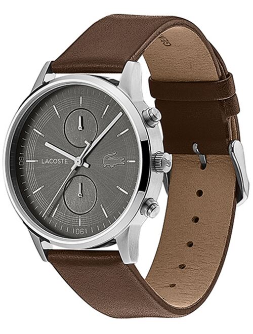 Lacoste Men's Chronograph Madrid Brown Leather Strap Watch 43mm
