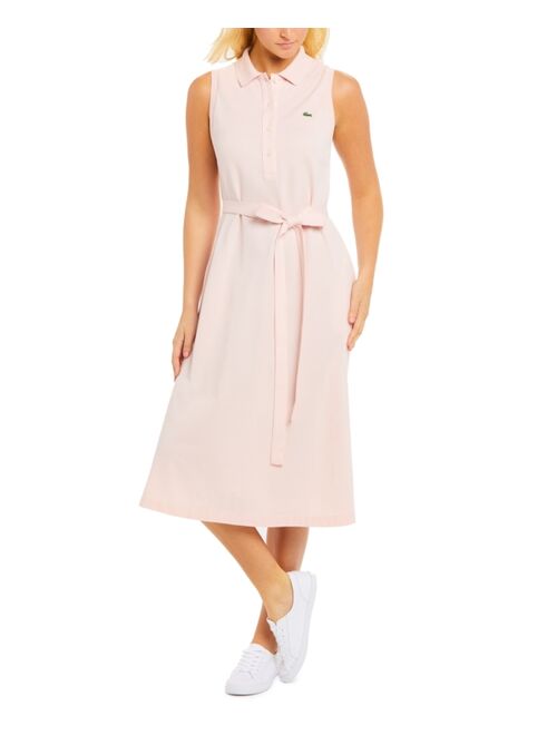 Lacoste Cotton Sleeveless Belted Dress