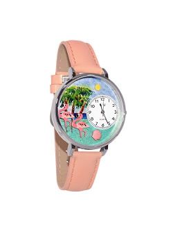 Flamingo Pink Leather and Silvertone Watch #WG-U0150001