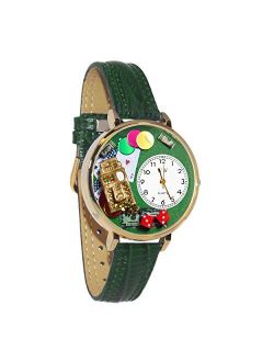 Casino Hunter Green Leather and Goldtone Watch #WG-G0430005
