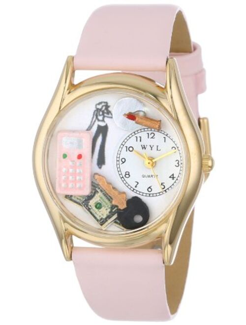 Whimsical Watches Kids' C0420004 Classic Gold Teen Girl Pink Leather And Goldtone Watch