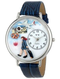 Whimsical Watches Unisex U0610007 Flight Attendant Royal Blue Leather Watch