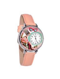 Shopper Mom Pink Leather and Silvertone Watch #WG-U1010008