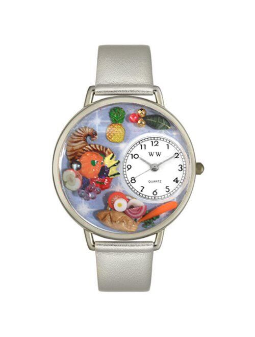 Whimsical Watches Women's U1220037 Unisex Silver Holiday Feast Silver Leather And Silvertone Watch