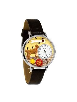 Whimsical Watches Unisex U0130042 Golden Retriever Black Skin Leather Watch