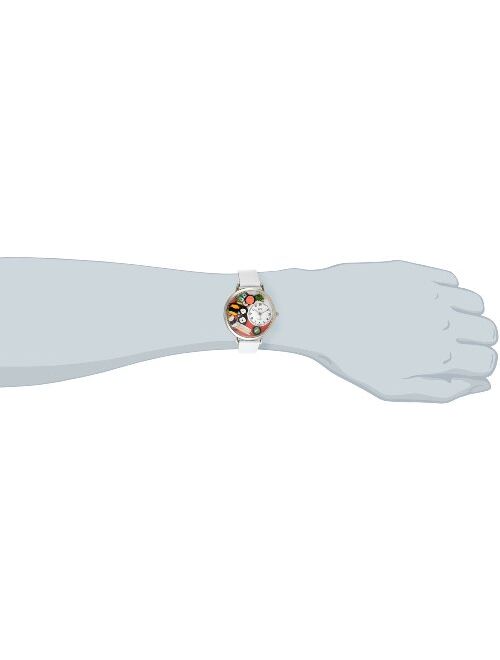 Whimsical Watches Unisex U0310013 Sushi White Leather Watch
