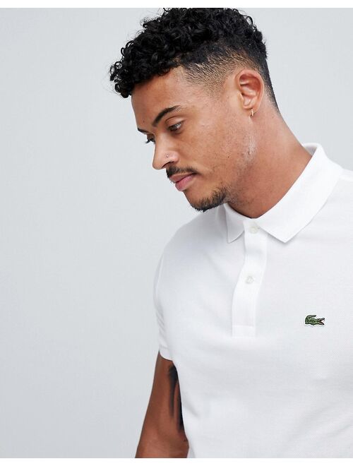 Lacoste slim fit pique short sleeve polo in white