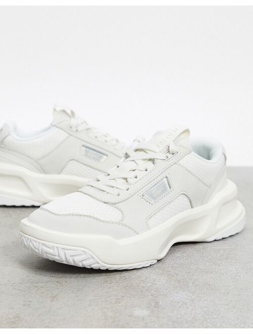 Lacoste Ace Lift chunky overlay sneakers in off white mix