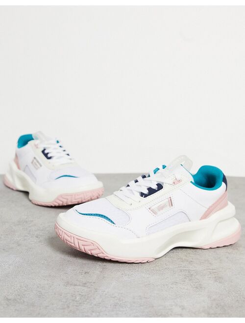 Lacoste Ace Lift chunky overlay sneakers in white and pastel mix