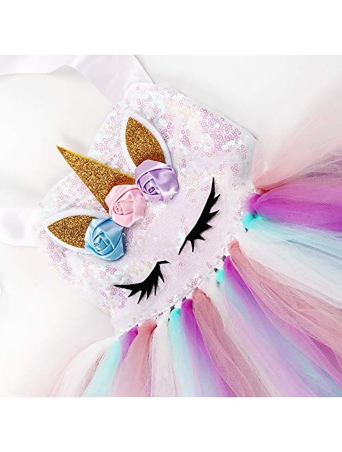 Unicorn Costume For Girls Dress Up Clothes For Little Girls Rainbow Unicorn Tutu With Headband Birthday Gift