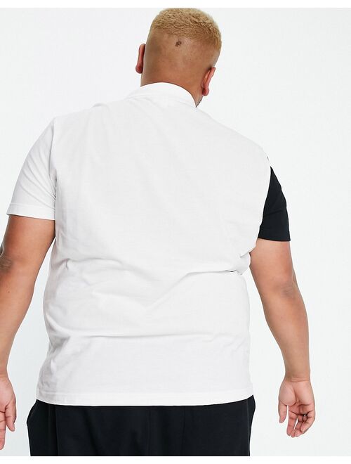Lacoste cut and sew side panel polo in white/gray