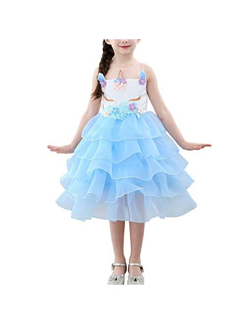 Princess Dresses for Girls Unicorn Costume Flower Pageant Dress 2-10 Years
