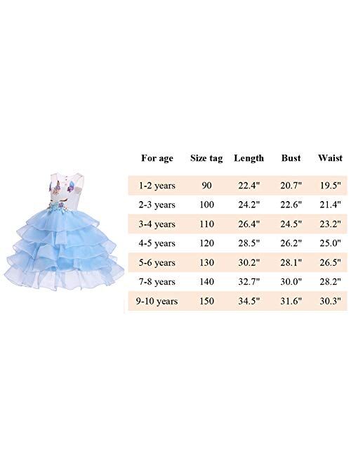 Princess Dresses for Girls Unicorn Costume Flower Pageant Dress 2-10 Years