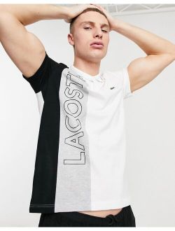 block vertical panel polo in white