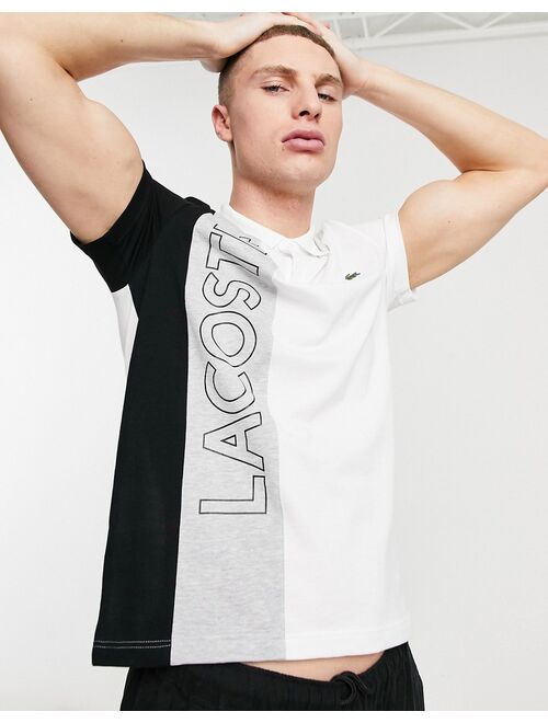 Lacoste block vertical panel polo in white