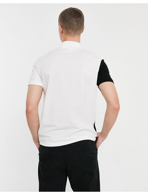 Lacoste block vertical panel polo in white