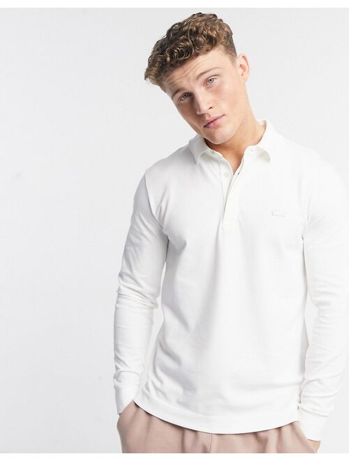 Lacoste Slim Fit Long Sleeve Pique Polo In White