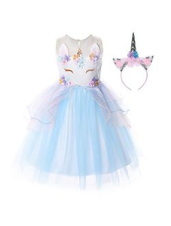 JerrisApparel Flower Girls Unicorn Costume Pageant Princess Party Dress