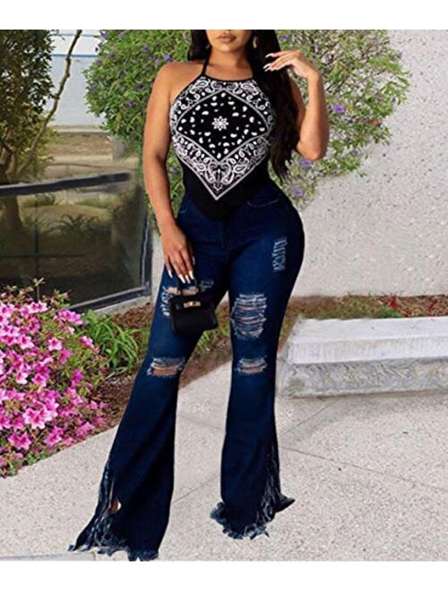 SEMATOMALA Women's Bandana Paisley Tube Top Off Shoulder Strapless Sleeveless Tie Dye Crop Top Shirt Blouse