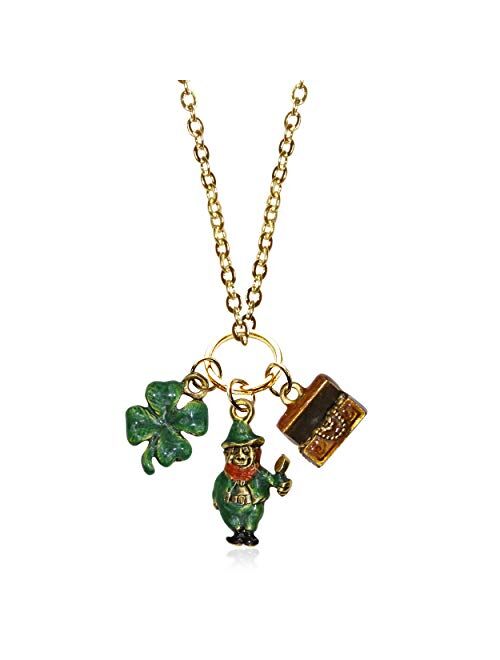 Whimsical Gifts St. Patrick's Day Charm Necklace in Gold